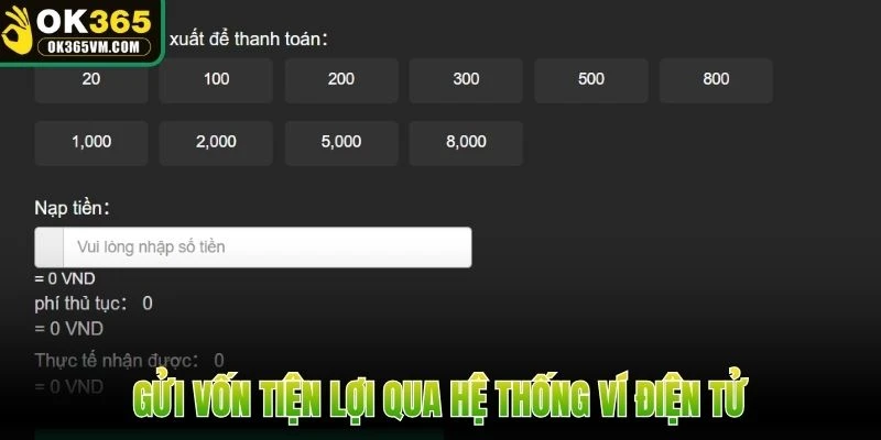 Gửi vốn tiện lợi qua hệ thống ví điện tử
