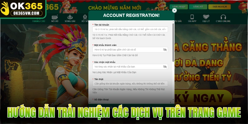 Hướng dẫn trải nghiệm các dịch vụ trên trang game